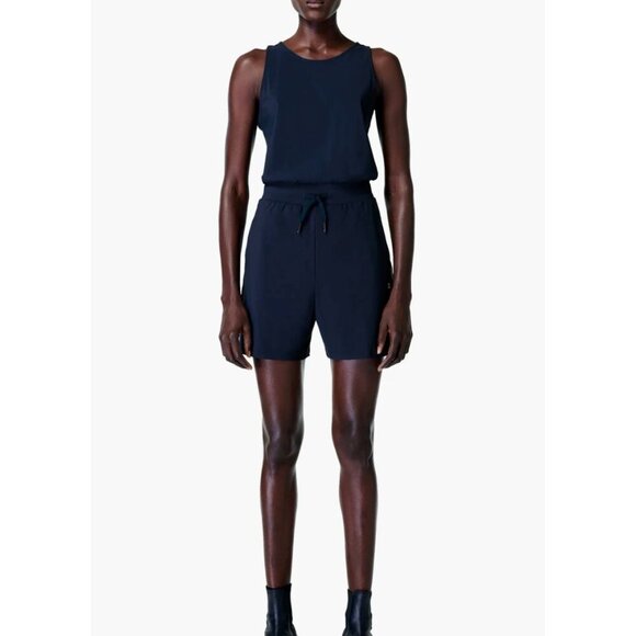 Sweaty Betty London Explorer Racerback Romper SMALL Navy‎ Blue #SB8318 MSRP $98 - Picture 1 of 15